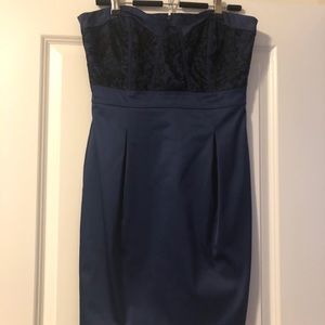 Strapless navy dress